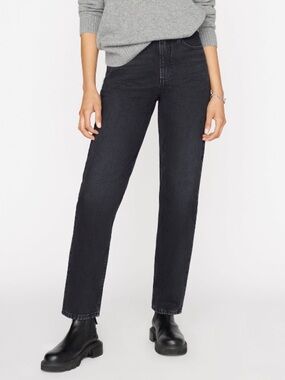 FRAME Black Washed Slim Straight Jeans Size 31 Stretch Denim Mid Rise